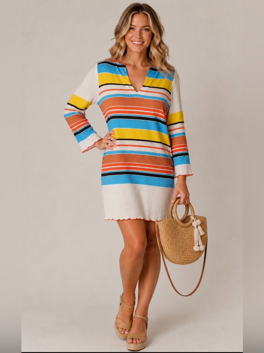 LemLem lagenlook boho resort beach cruise Caftan Flowy Tunic Mini Dress size S
